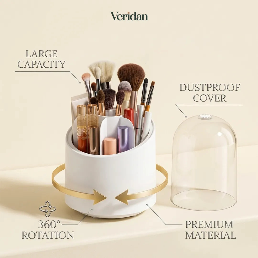 360° Rotating Makeup Organizer | Elegant Cosmetic Storage Box