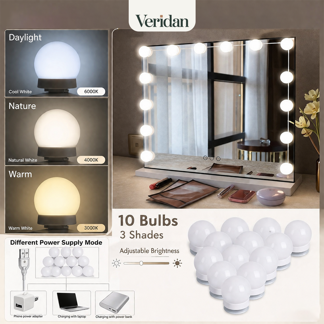 Dimmable LED Vanity Mirror Lights Kit – 10 Bulb Makeup Lights