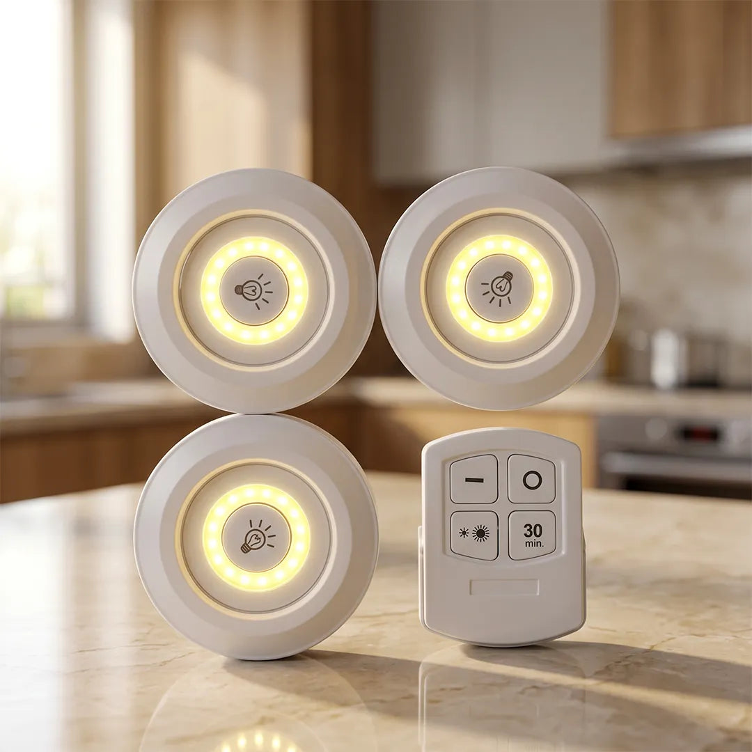 Wireless Remote Control LED Tap Lights (Pack of 3)