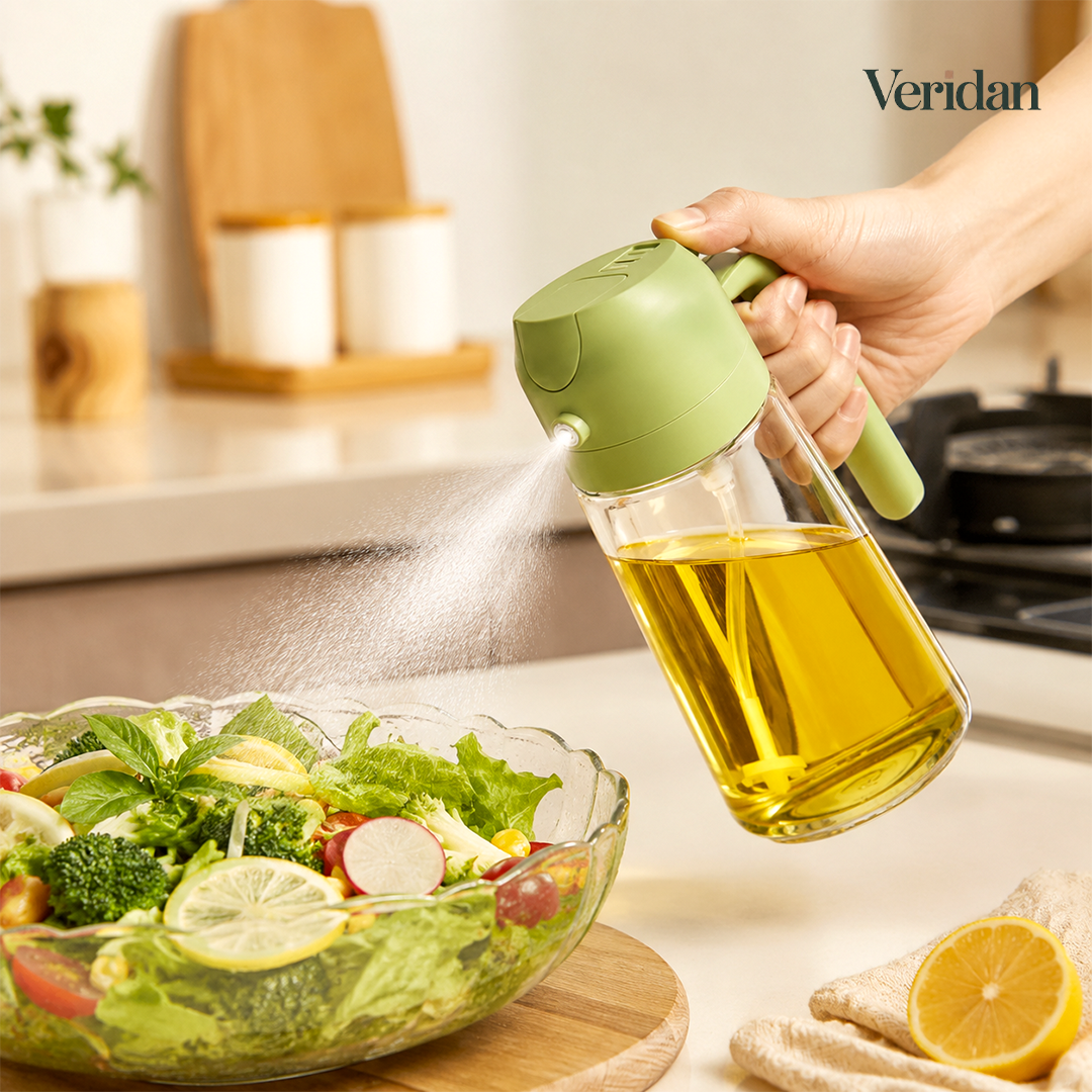 2-in-1 Oil Spray Bottle – Spray & Pour Glass Dispenser
